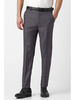 Van Heusen - Men Grey Solid Slim Fit Trousers