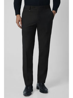 Van Heusen - Men Black Solid Slim Fit Trousers
