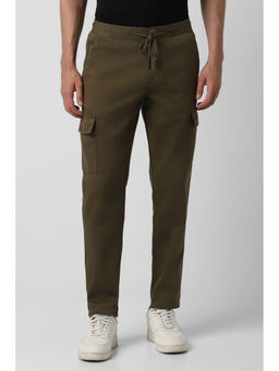Van Heusen - Men Olive Solid Slim Fit Trousers