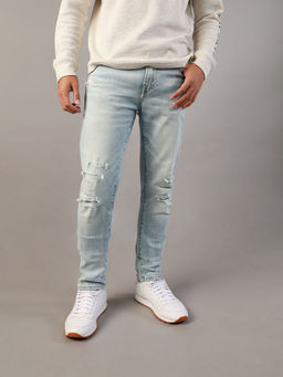 American Eagle - Men Blue Airflex+ Patched Skinny Jean