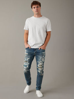 American Eagle - Men Blue Airflex+ Patched Athletic Skinny Jean