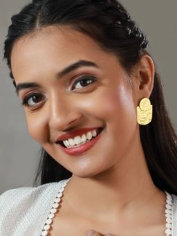 Priyaasi - Hammered Geometric Gold Plated Earrings