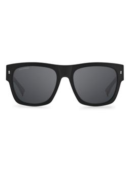 Dsquared - Men 100% UV Protection Rectangle Full Rim Silver Lens Sunglasses (55)