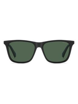 Polaroid - Men 100% UV Protection Rectangle Full Rim Green Lens Sunglasses (56)