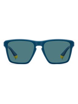 Polaroid - Men 100% UV Protection Rectangle Full Rim Blue Lens Sunglasses (56)