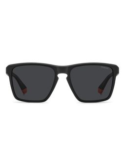 Polaroid - Men 100% UV Protection Rectangle Full Rim Grey Lens Sunglasses (56)