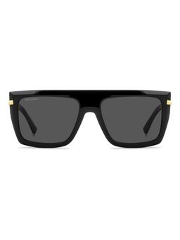 Dsquared - Men 100% UV Protection Rectangle Full Rim Grey Lens Sunglasses (56)
