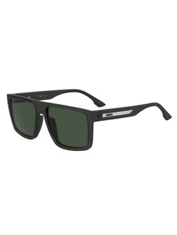 Hugo Boss - Men 100% UV Protection Rectangle Full Rim Green Lens Sunglasses (58)
