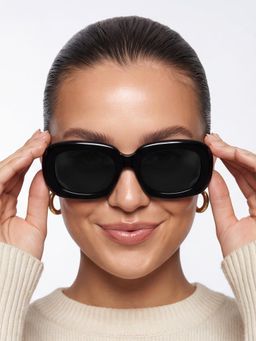Accessorize London - Women Chunky Oval Rimless Black Lens Sunglasses