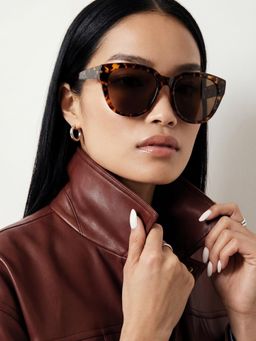 Accessorize London - Women Kitty Tort Cat Eye Full Rim Brown Lens Sunglasses