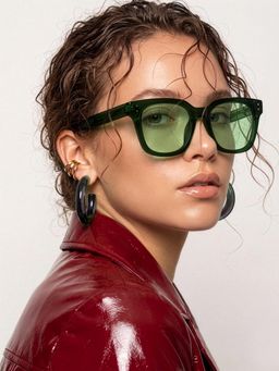 Accessorize London - Women Vivid Square Full Rim Green Lens Sunglasses
