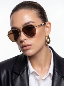 Accessorize London - Women Metal Square Full Rim Brown Lens Sunglasses