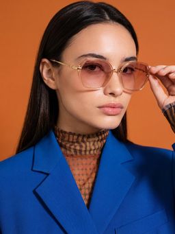 Accessorize London - Women Metal Oval Full Rim Pink Lens Sunglasses