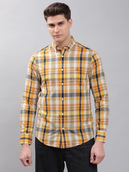 GANT - Men Yellow Checks Regular Shirt