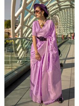 Mysilklove - Orchid Lavender Banarasi Handloom Saree with Unstitched Blouse