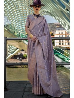 Mysilklove - Mamba Purple Banarasi Handloom Saree with Unstitched Blouse