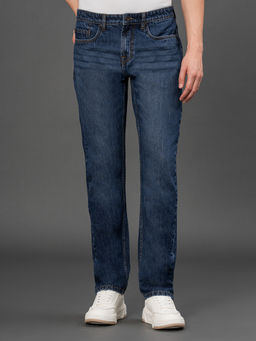 Red Tape - Men Navy Blue Pure Cotton Mid Rise Straight Fit Jeans