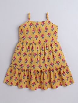 Hopscotch - Mustard Cotton Shoulder Straps Dress