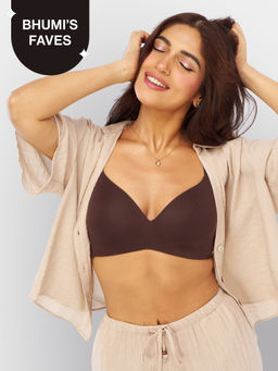 Nykd by Nykaa - Super Soft Luxe Modal Padded Non Wired 3/4th Coverage T-Shirt Bra NYB013 Brown