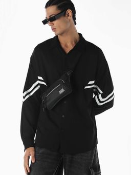 Jack & Jones - Men Printed Oversized Black Casual Shirt