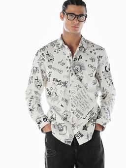 Jack & Jones - Men Printed Regular Fit White Casual Shirt
