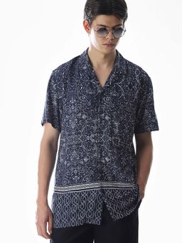 Jack & Jones - Men Printed Comfort Fit Navy Blue Casual Shirt