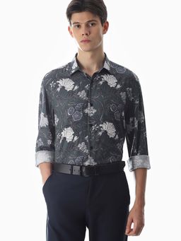 Jack & Jones - Men Floral Print Slim Fit Green Casual Shirt