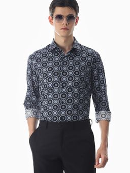 Jack & Jones - Men Printed Slim Fit Grey Casual Shirt