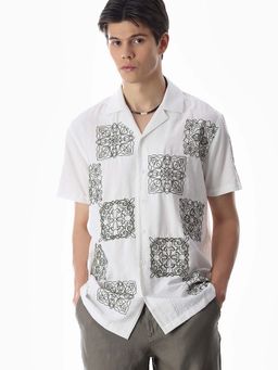 Jack & Jones - Men Embroidery Comfort Fit White Casual Shirt