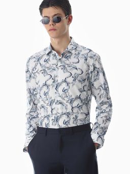 Jack & Jones - Men Printed Slim Fit White Casual Shirt