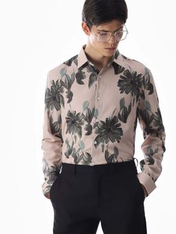 Jack & Jones - Men Floral Print Slim Fit Pink Casual Shirt