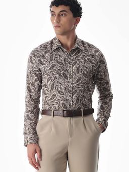 Jack & Jones - Men Paisley Slim Fit Brown Casual Shirt