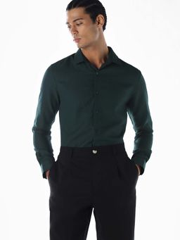 Jack & Jones - Men Textured Slim Fit Green Casual Shirt