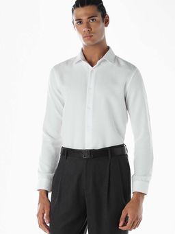 Jack & Jones - Men Textured Slim Fit White Casula Shirt