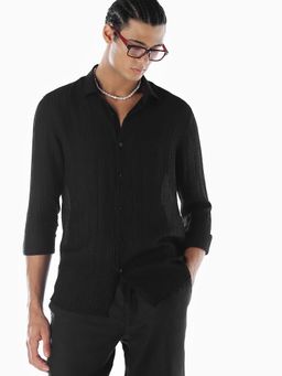 Jack & Jones - Men Slim Fit Black Casual Shirt