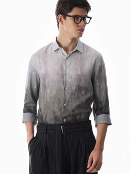 Jack & Jones - Men Ombre Pattern Slim Fit Grey Casual Shirt