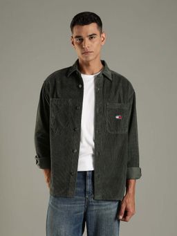 Tommy Hilfiger - Green Textured Oversized Fit Cotton Casual Shirt