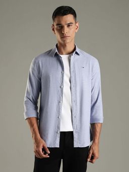 Tommy Hilfiger - Blue Solid Slim Fit Cotton Causal Shirt