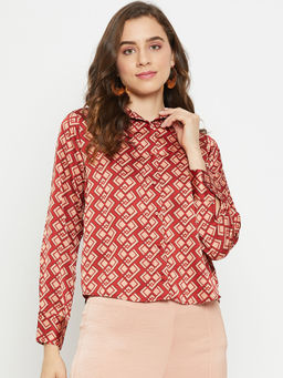 Madame - Women Printed Rosewood Shirt