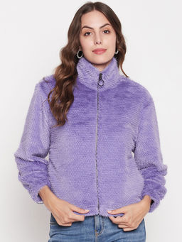 Madame - Women Solid Purple Sweatshirt