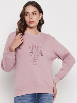 Madame - Women Solid Crape Sweatshirt