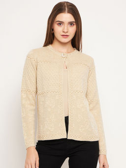 Madame - Women Solid Beige Cardigan