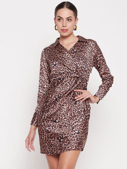 Madame - Women Printed Brown Dress