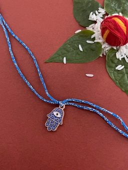 Digital Dress Room - Beautiful Designer Hamsa Evil Eye Rakhi Blue Thread Rakhi