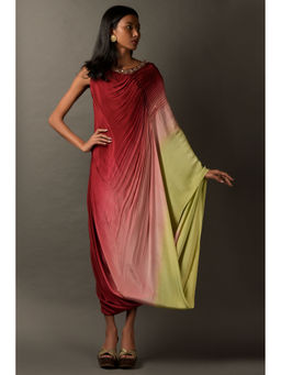"Two Sisters" by Gyans - Multicolored Ombre Satin Embellished Dress