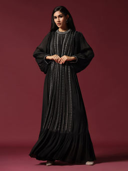 "Two Sisters" by Gyans - Black Dress Embellished with Pearls & Belt (Set of 2)