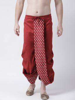 DEYANN - Men'S Dupion Silk Printed Dhoti Pant