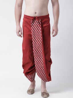 DEYANN - Men'S Dupion Silk Printed Dhoti Pant