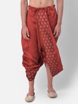 DEYANN - Men'S Dupion Silk Printed Dhoti Pant