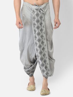 DEYANN - Men'S Dupion Silk Printed Dhoti Pant